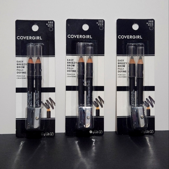 CoverGirl Eye Brow Pencil Easy Breezy Brow, Fill+Define Pencil [500] Black 3 PK - Picture 1 of 3